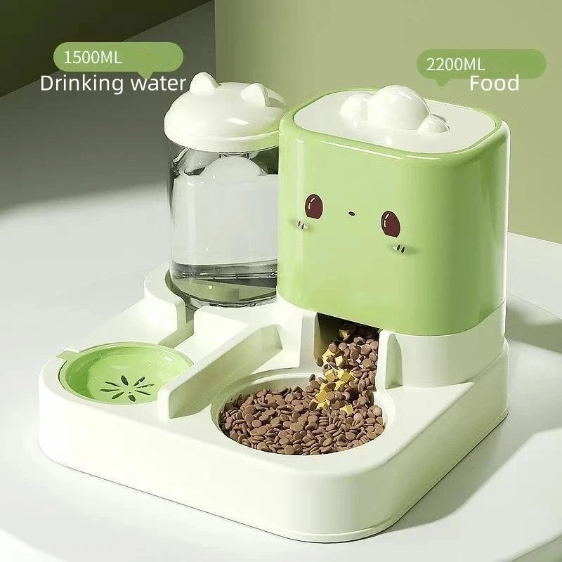 Cute Smiling Cat Automatic Feeder And Water Dispenser Pet Supplies Feeding Organizer Suitable for Cats And Small Dogs