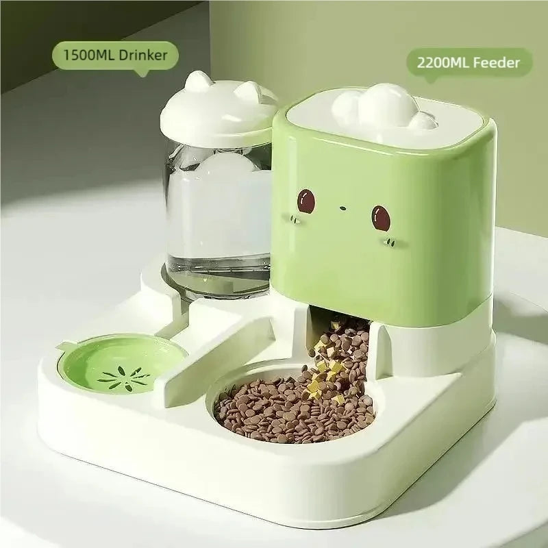 Cute Smiling Cat Automatic Feeder And Water Dispenser Pet Supplies Feeding Organizer Suitable for Cats And Small Dogs